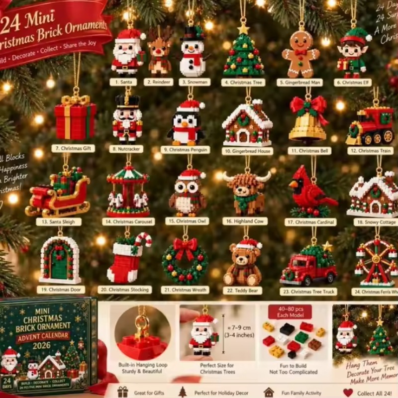 24-Day Christmas Brick Ornamen - Building Block Mini 评论和价格