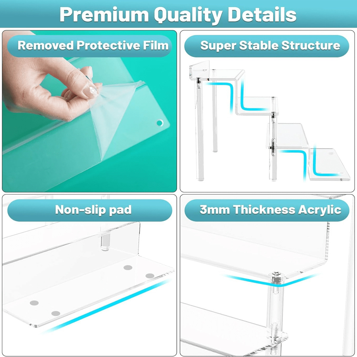Acrylic Riser Display Stand,4  - Pop Display Shelf 评论和价格